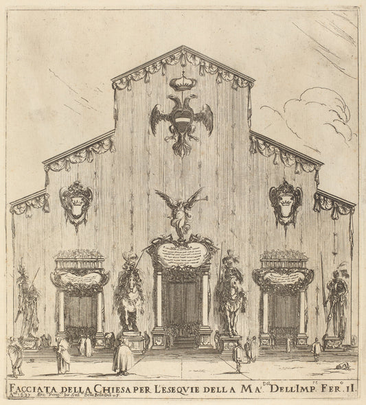 Facade of the Church of San Lorenzo, Florence by Stefano Della Bella (Italian, 1610 - 1664), 16X12"(A3)Poster Print