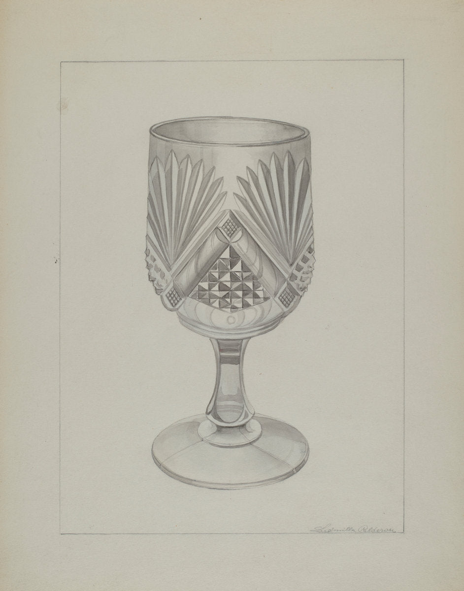 Molded Water Glass by Ludmilla Calderon (American, active c. 1935), 16X12"(A3)Poster Print
