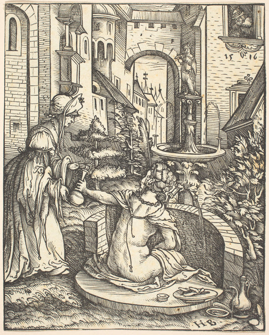 Bathsheba at Her Bath by Hans Burgkmair I (German, 1473 - 1531), 16X12"(A3)Poster Print
