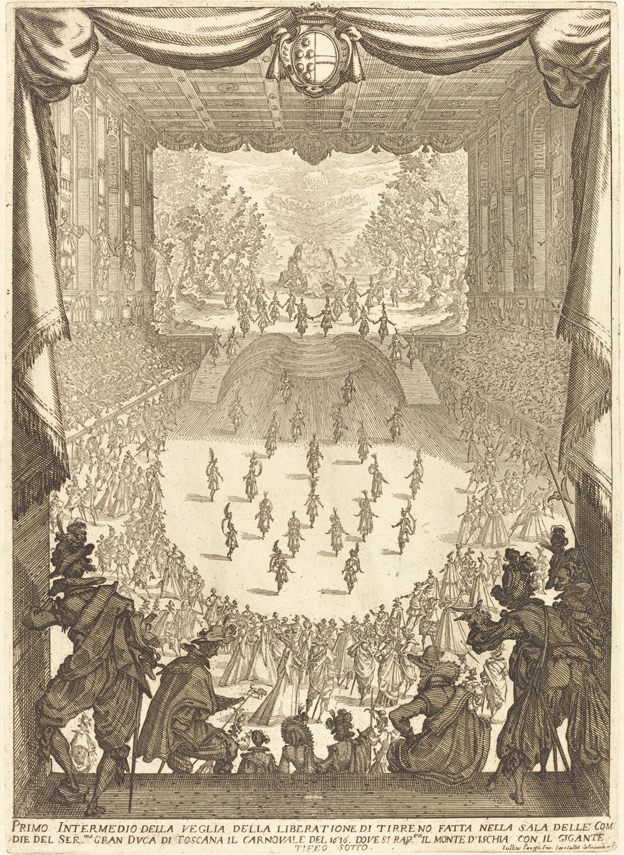 First Intermezzo by Jacques Callot (French, 1592 - 1635), 16X12"(A3)Poster Print