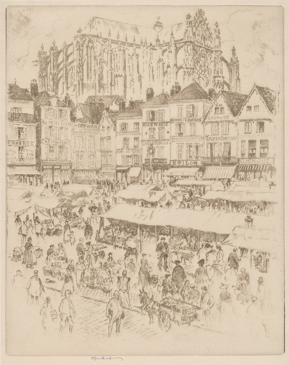 La Place, Beauvais by Joseph Pennell (American, 1857 - 1926), 16X12"(A3)Poster Print
