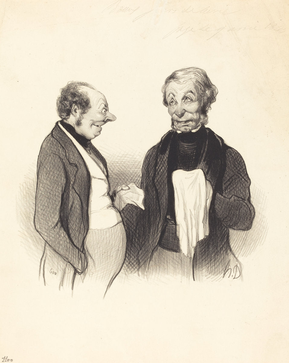 Une Heureuse nouvelle by Honoré Daumier (French, 1808 - 1879), 16X12"(A3)Poster Print