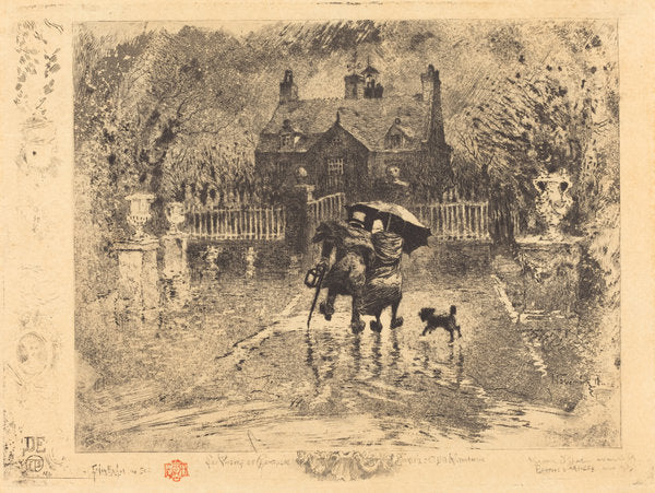 Les Voisins de Campagne (Country Neighbors) by Félix-Hilaire Buhot (French, 1847 - 1898), 16X12"(A3)Poster Print