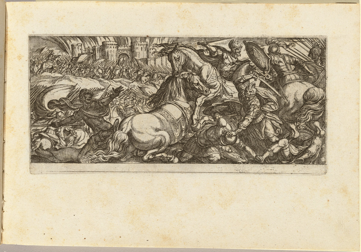 Battle Scene with Two Horses Attacking Each Other by Antonio Tempesta (Florentine, 1555 - 1630), 16X12"(A3)Poster Print
