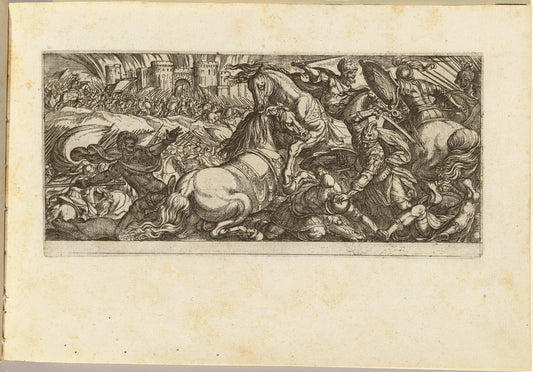 Battle Scene with Two Horses Attacking Each Other by Antonio Tempesta (Florentine, 1555 - 1630), 16X12"(A3)Poster Print
