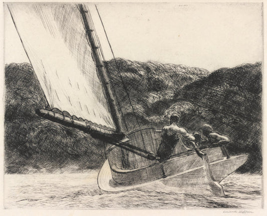 The Cat Boat by Edward Hopper (American, 1882 - 1967), 16X12"(A3)Poster Print