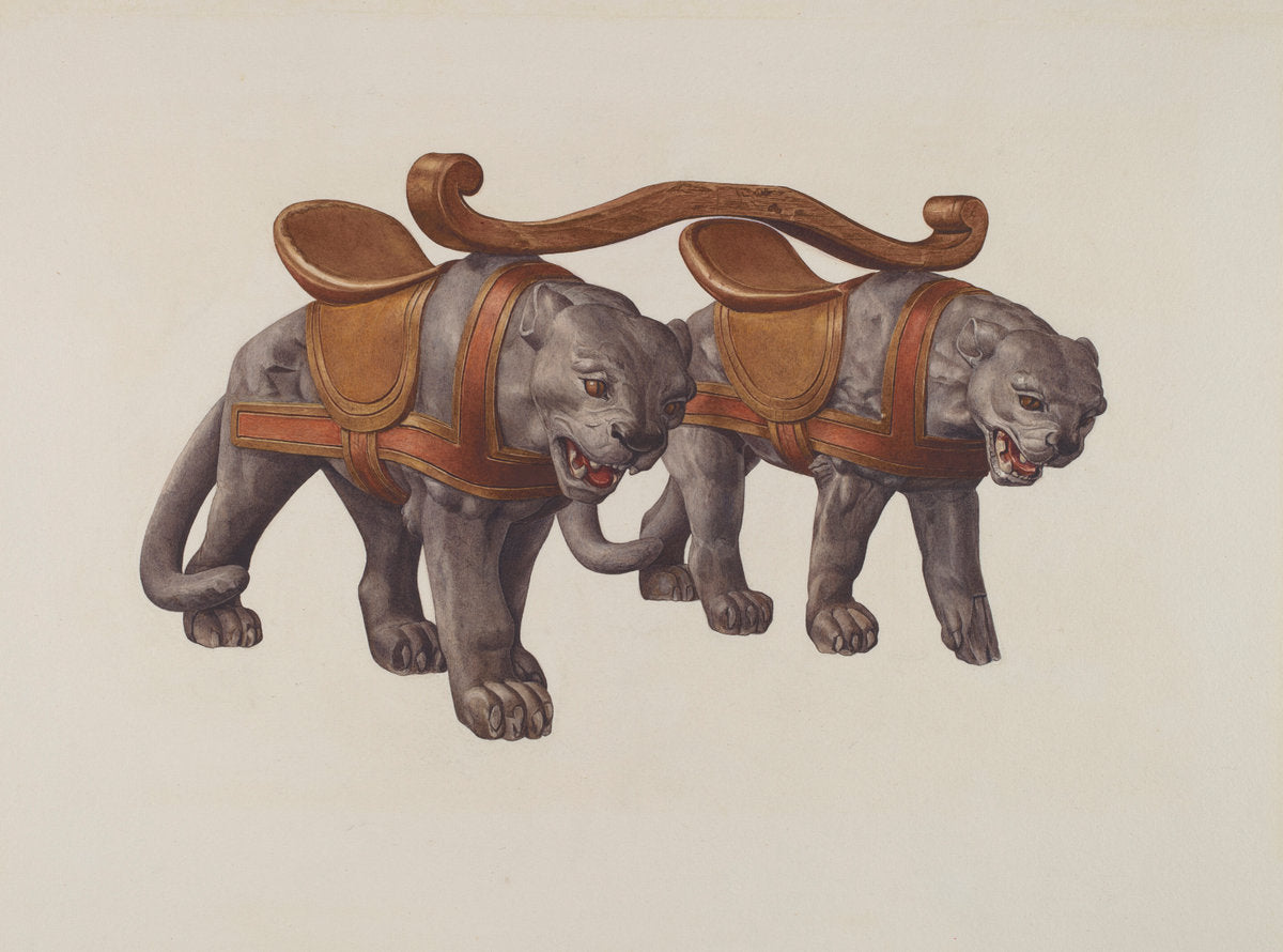Carousel Panthers by Dorothy Handy (American, active c. 1935), 16X12"(A3)Poster Print