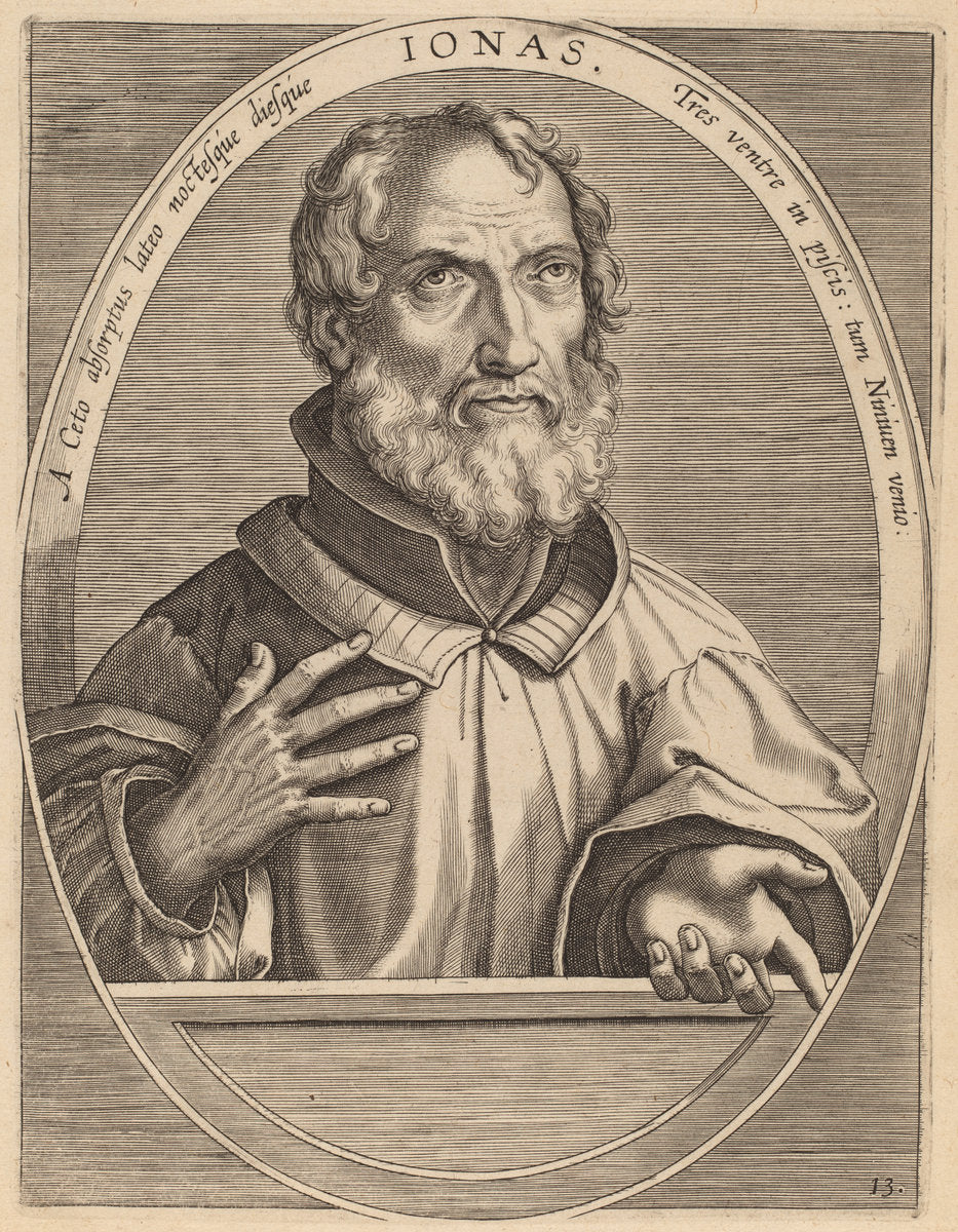 Ionas by Theodor Galle after Jan van der Straet (Flemish, c. 1571 - 1633), 16X12"(A3)Poster Print