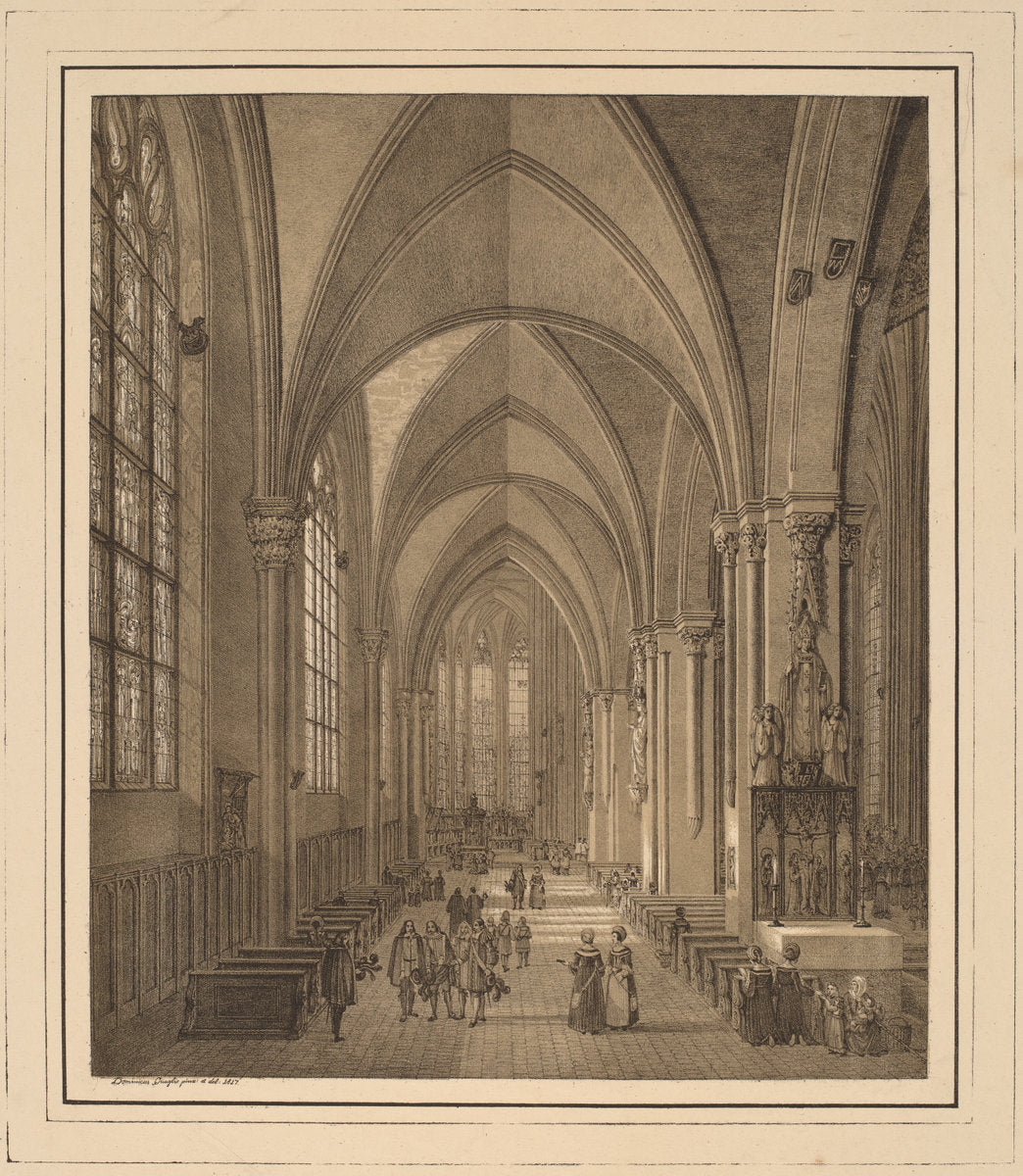 View of the Interior of the Church of St Sebald in Nuremberg by Domenico Quaglio (German, 1787 - 1837), 16X12"(A3)Poster Print