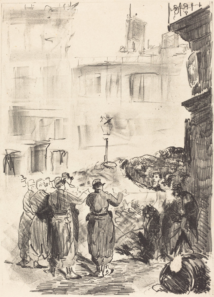 The Barricade (La barricade) by Edouard Manet (French, 1832 - 1883), 16X12"(A3)Poster Print