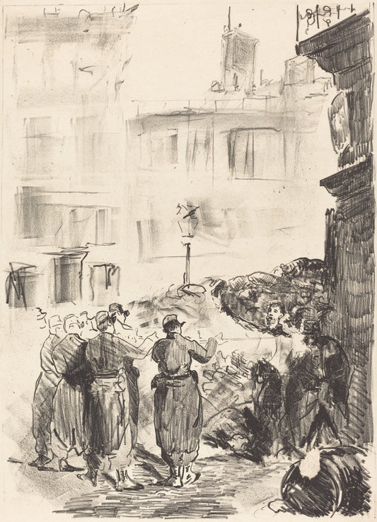 The Barricade (La barricade) by Edouard Manet (French, 1832 - 1883), 16X12"(A3)Poster Print