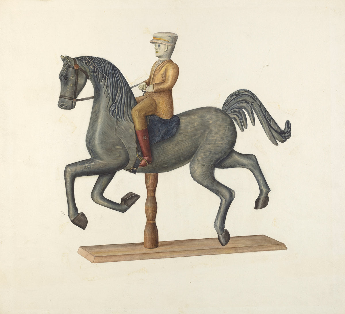 Horse with Rider by Selma Sandler (American, active c. 1935), 16X12"(A3)Poster Print