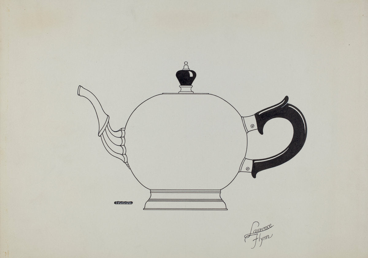 Silver Teapot by Lawrence Flynn (American, 1900 - 1973), 16X12"(A3)Poster Print