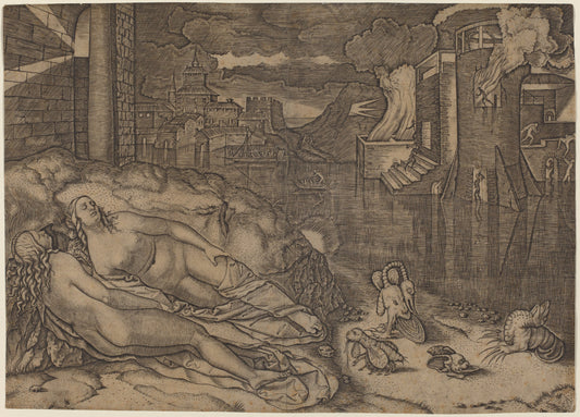 Raphael's Dream by Marcantonio Raimondi possibly after Raphael (Italian, c. 1480 - c. 1534), 16X12"(A3)Poster Print