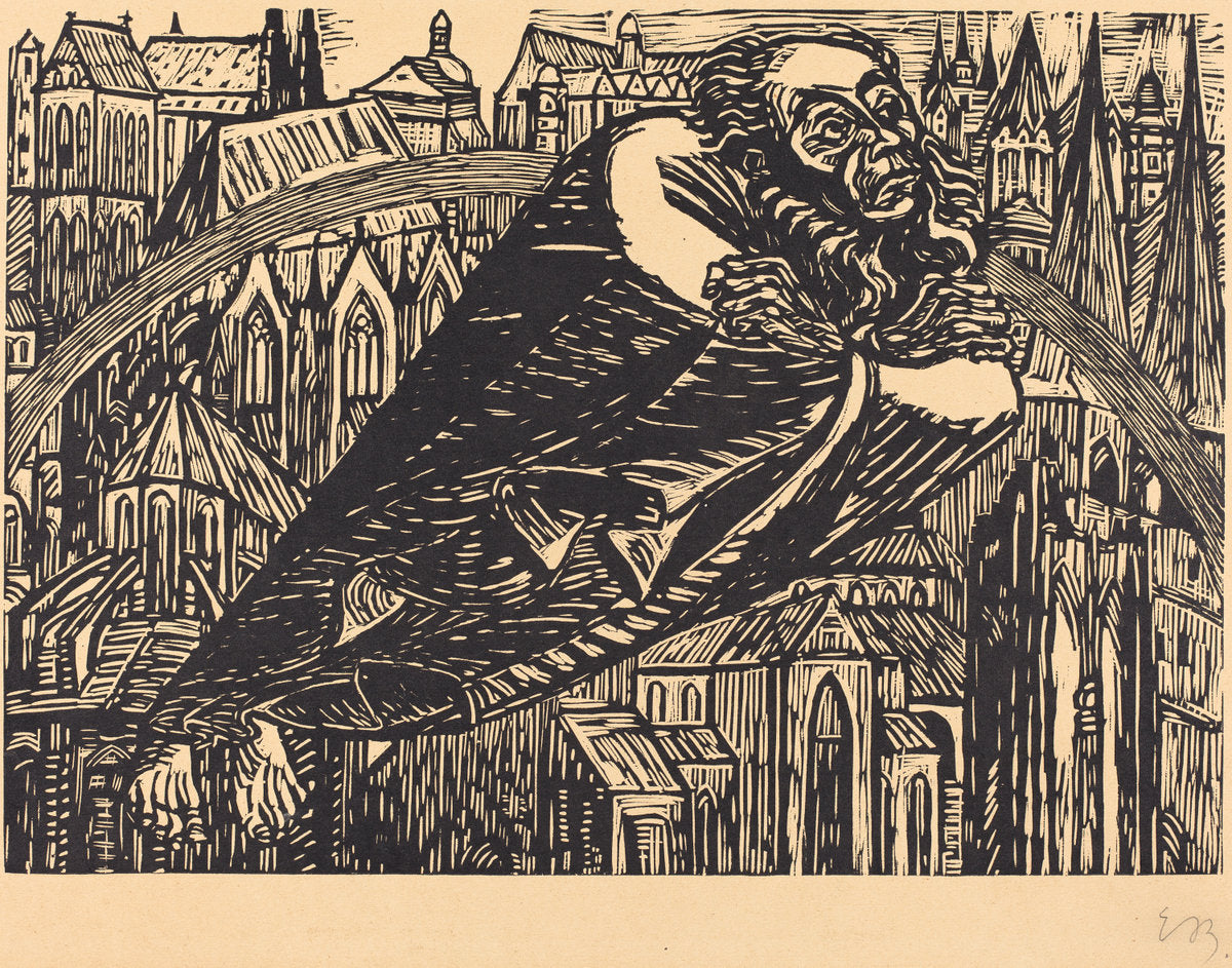 The Cathedrals by Ernst Barlach (German, 1870 - 1938), 16X12"(A3)Poster Print
