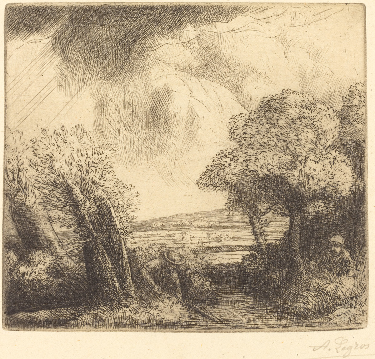 Remembrance of the Lake at Trastimene (Souvenir du lac de Trastimene) by Alphonse Legros (French, 1837 - 1911), 16X12"(A3)Poster Print