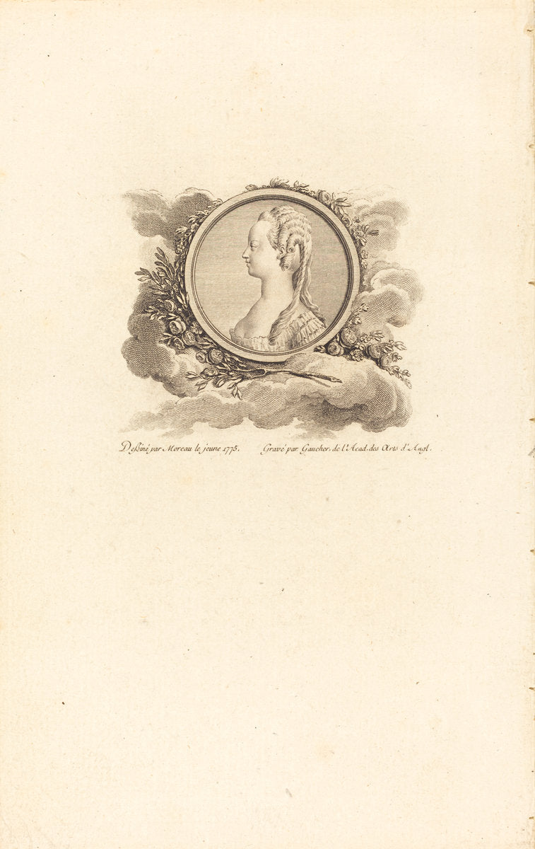 Marie-Antoinette by Charles-Etienne Gaucher after Jean-Michel Moreau (French, 1741 - 1804), 16X12"(A3)Poster Print