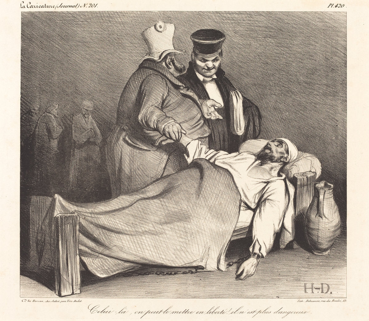 Celui-la, on peut le mettre en liberté! (This one we can set free!  He is no longer dangerous!) by Honoré Daumier (French, 1808 - 1879), 16X12"(A3)Poster Print