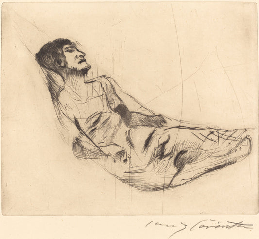 In the Hammock II by Lovis Corinth (German, 1858 - 1925), 16X12"(A3)Poster Print