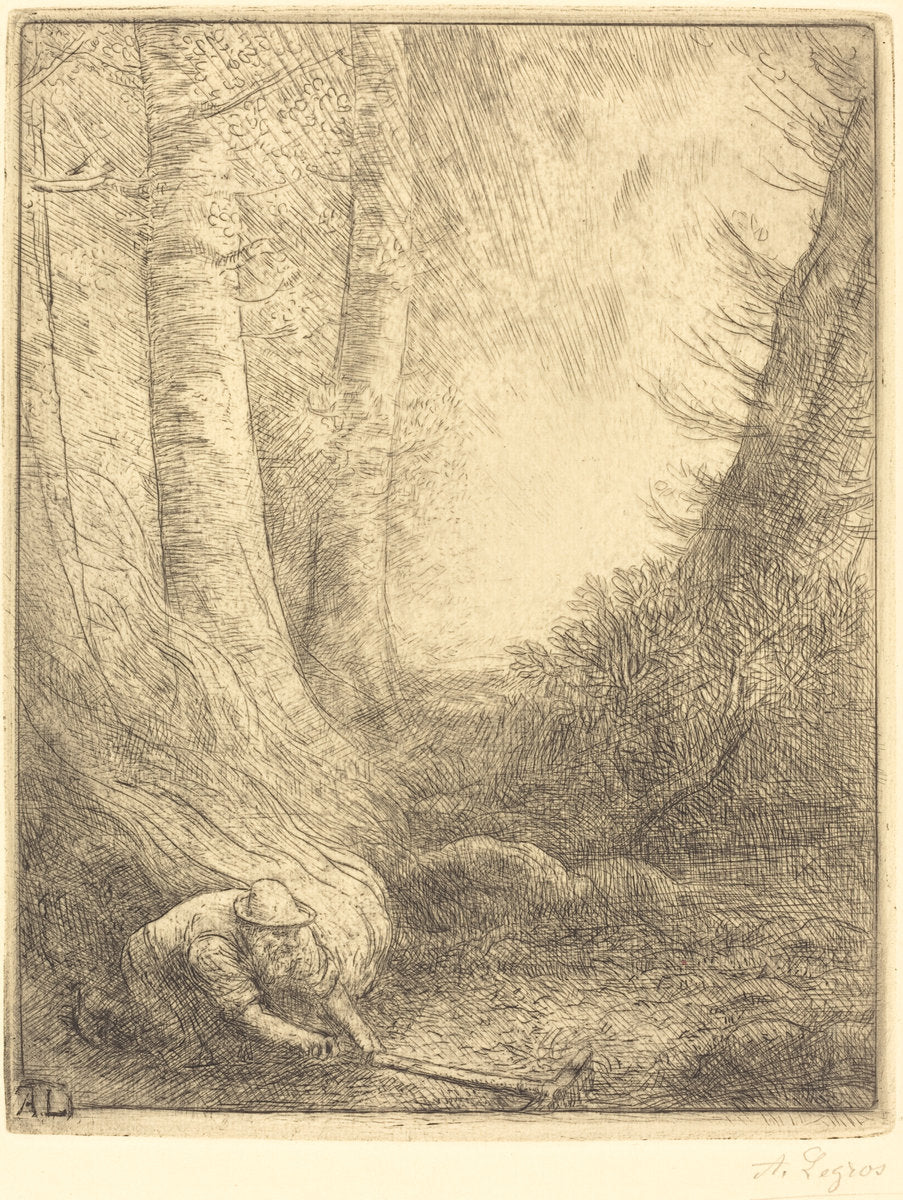 Burning the Grasses (Le bruleur d'herbes) by Alphonse Legros (French, 1837 - 1911), 16X12"(A3)Poster Print