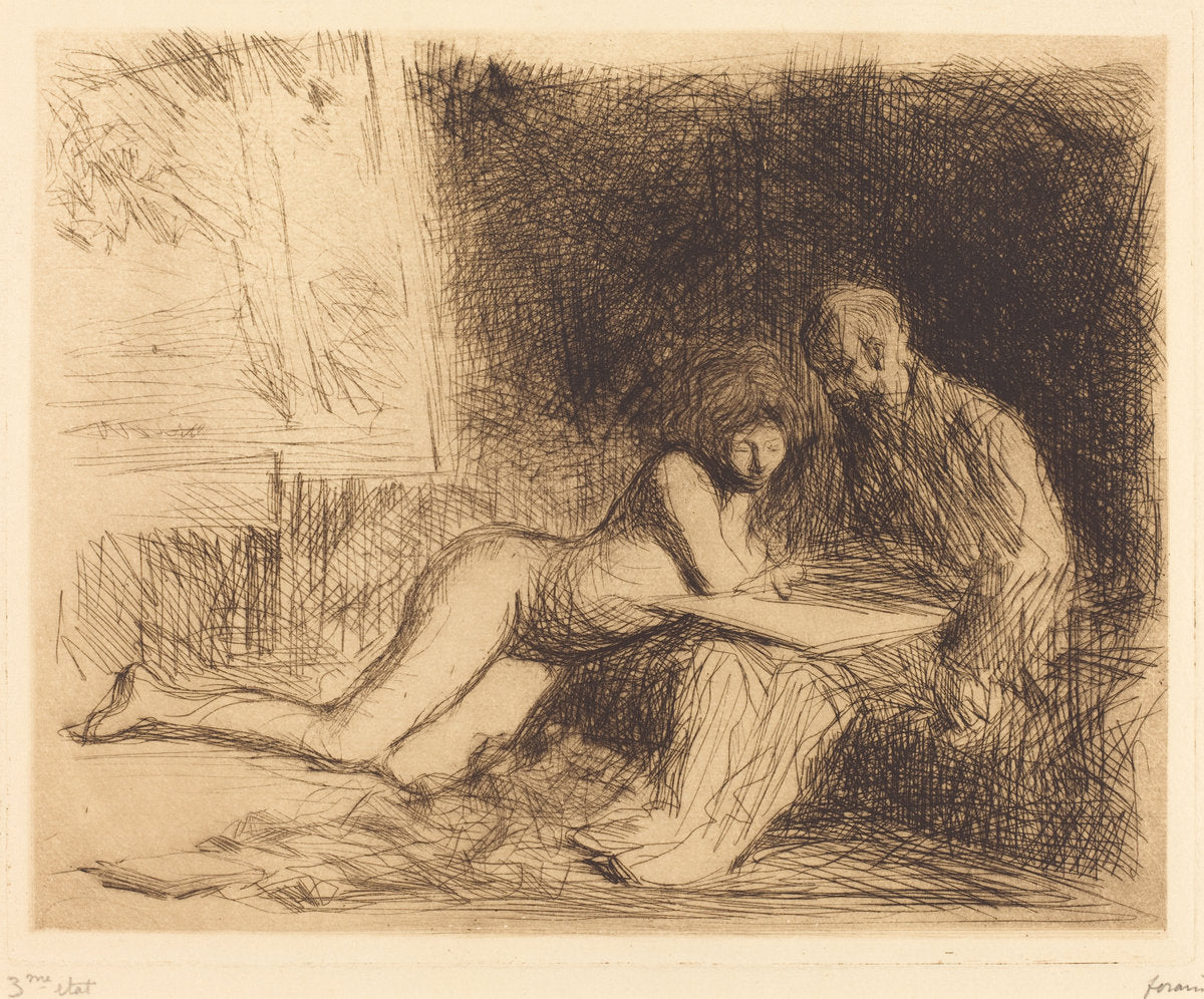 The Model's Rest (fourth plate) by Jean-Louis Forain (French, 1852 - 1931), 16X12"(A3)Poster Print