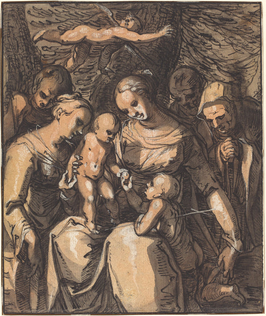 The Holy Family with Saints [recto] by Hermann Weyer (German, 1596 - c. 1621), 16X12"(A3)Poster Print