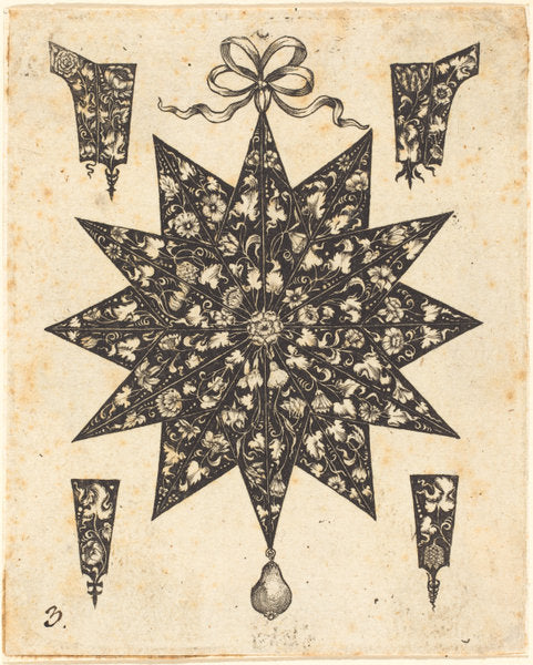 Star Embellished with Flowers by Johannes Hanias (German, active 1650/1654), 16X12"(A3)Poster Print