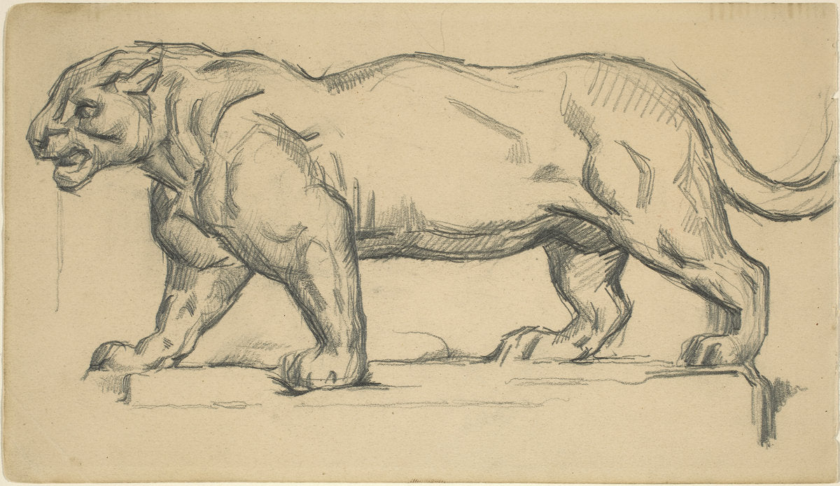 Jaguar by Paul Cézanne after Antoine-Louis Barye (French, 1839 - 1906), 16X12"(A3)Poster Print