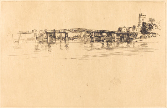 Little Putney No. 1 by James McNeill Whistler (American, 1834 - 1903), 16X12"(A3)Poster Print