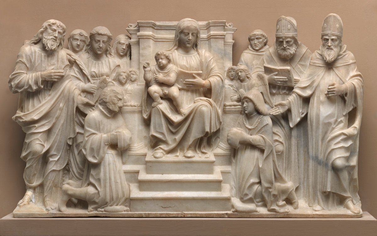 Madonna and Child with Saints and Donors by Probably Gasparo Cairano (Lombard, active 1489/1513 - died by 1519), 16X12"(A3)Poster Print