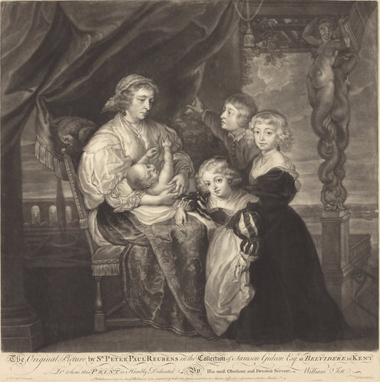 The Gerbier Family by James McArdell after Sir Peter Paul Rubens (British, c. 1729 - 1765), 16X12"(A3)Poster Print