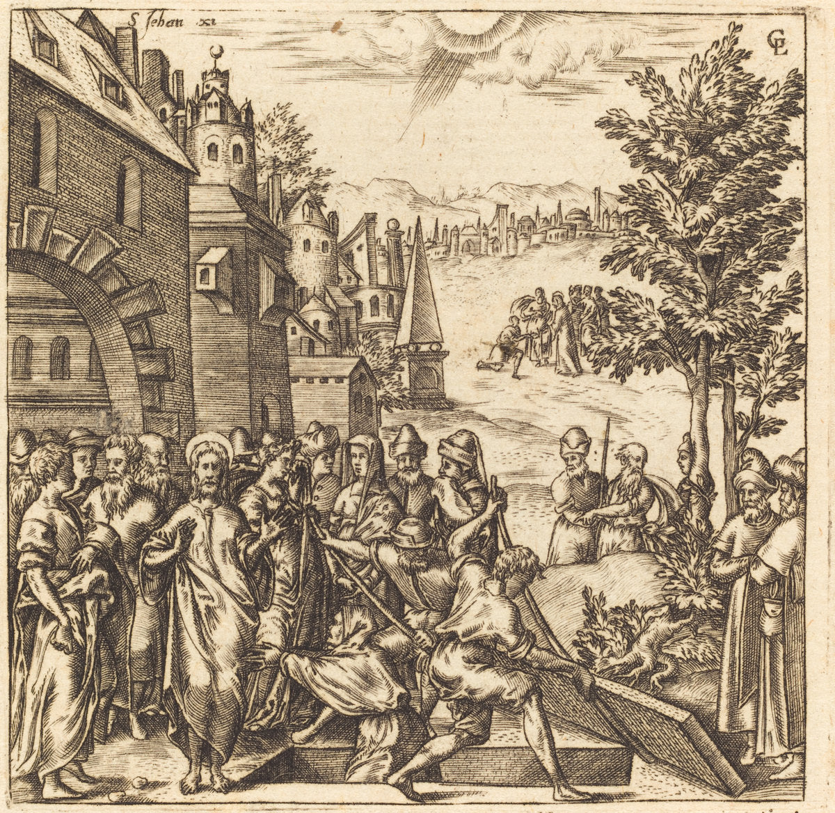The Raising of Lazarus by Léonard Gaultier (French, 1561 - 1641), 16X12"(A3)Poster Print