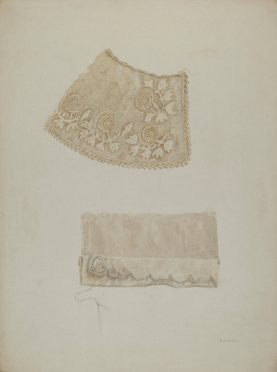 Darned Collar & Pattern of Embroidery by Eva Wilson (American, active c. 1935), 16X12"(A3)Poster Print