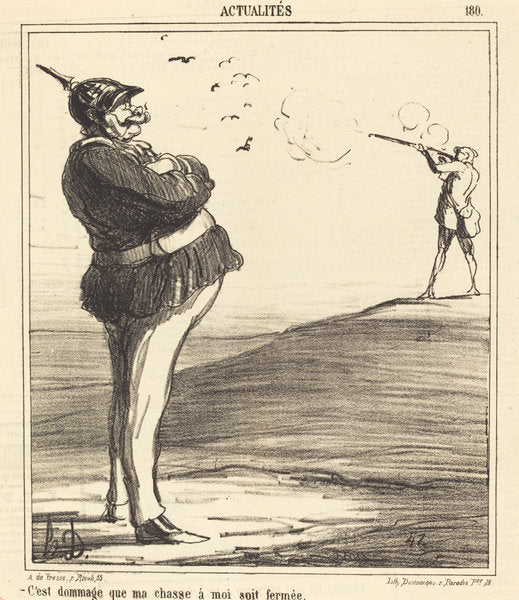 C'est dommage que ma chasse a moi soit fermée by Honoré Daumier (French, 1808 - 1879), 16X12"(A3)Poster Print
