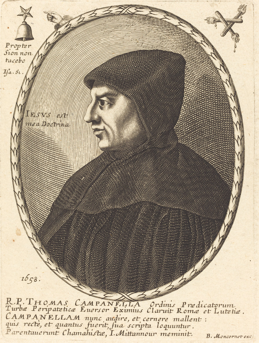 Thomas Campanella by Balthasar Moncornet (French, c. 1600 - 1668), 16X12"(A3)Poster Print