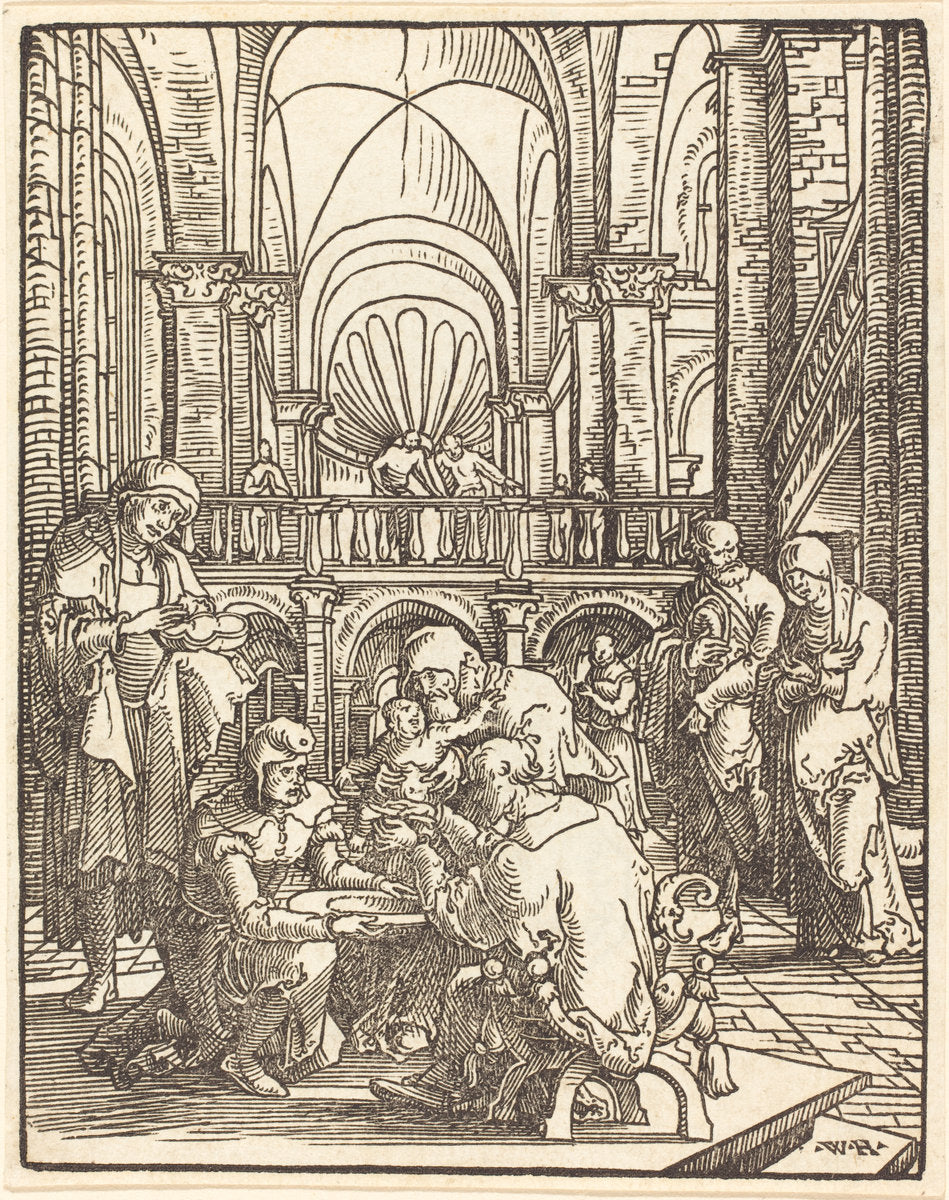 The Circumcision by Wolf Huber (German, c. 1485/1490 - 1553), 16X12"(A3)Poster Print