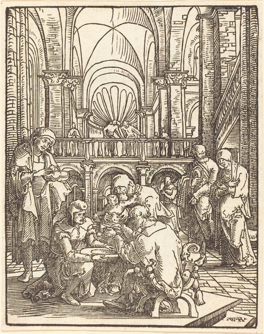 The Circumcision by Wolf Huber (German, c. 1485/1490 - 1553), 16X12"(A3)Poster Print