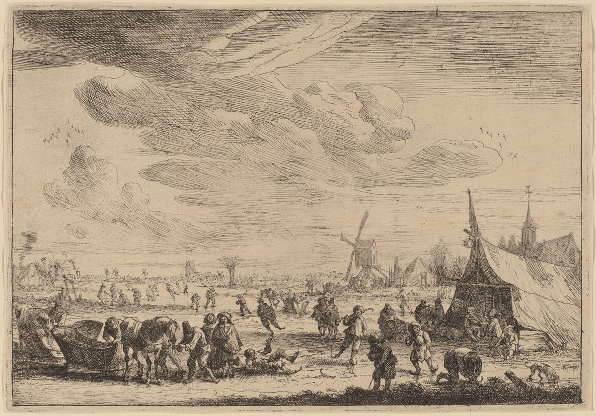 The Skaters by Peeter Bout (Flemish, 1658 - 1719), 16X12"(A3)Poster Print
