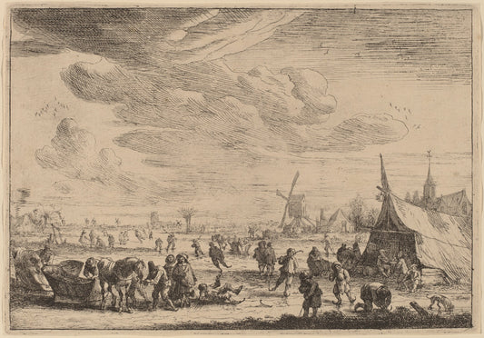 The Skaters by Peeter Bout (Flemish, 1658 - 1719), 16X12"(A3)Poster Print