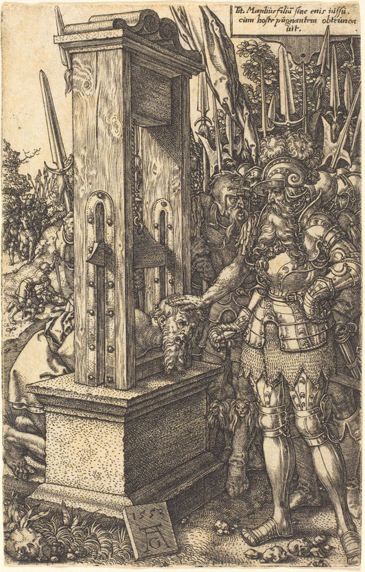 Titus Manlius Beheading His Son by Heinrich Aldegrever (German, 1502 - 1555/1561), 16X12"(A3)Poster Print