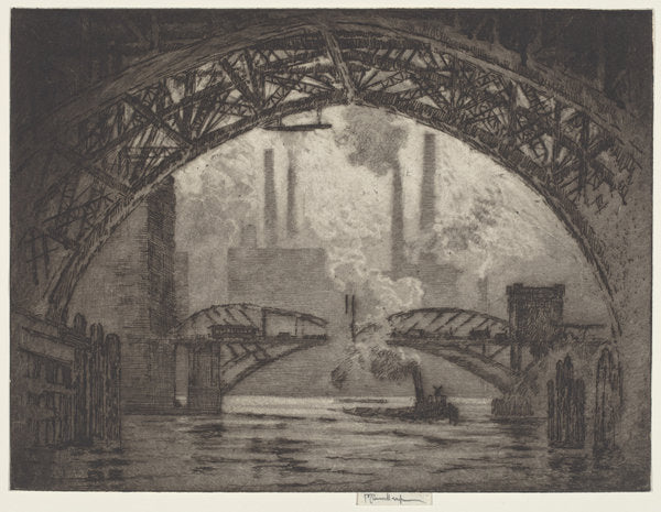 Under the Bridges, Chicago by Joseph Pennell (American, 1857 - 1926), 16X12"(A3)Poster Print