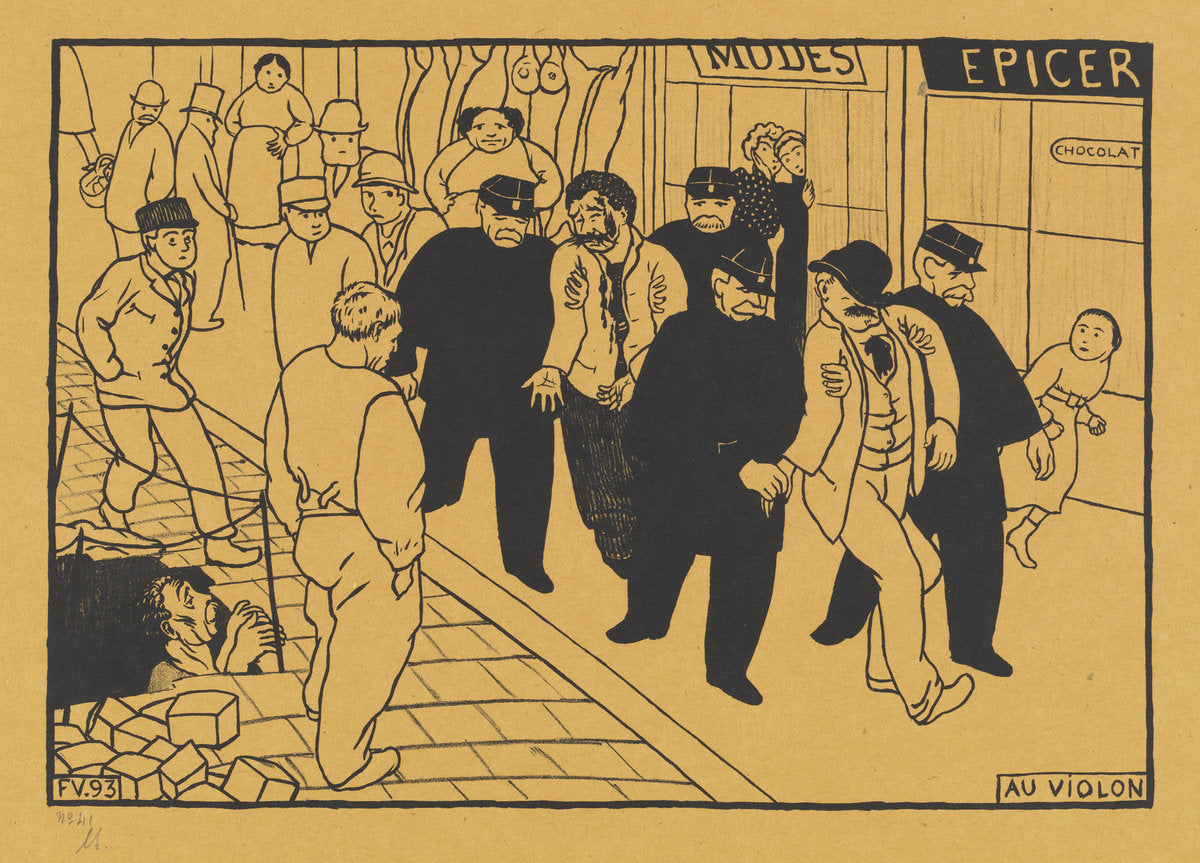 Au Violon (Off to the Jug) by Félix Vallotton (Swiss, 1865 - 1925), 16X12"(A3)Poster Print