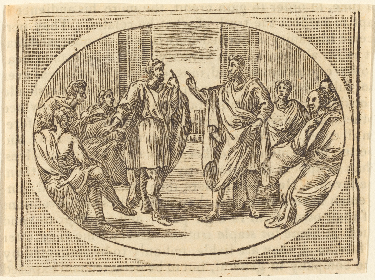 The Boasting Traveler by Elisha Kirkall (English, c. 1682 - 1742), 16X12"(A3)Poster Print