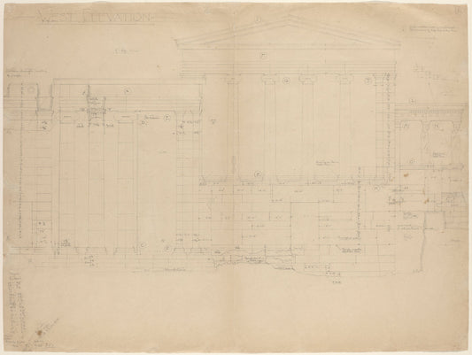 The Erectheum, West Elevation [left half] by John Russell Pope (American, 1874 - 1937), 16X12"(A3)Poster Print