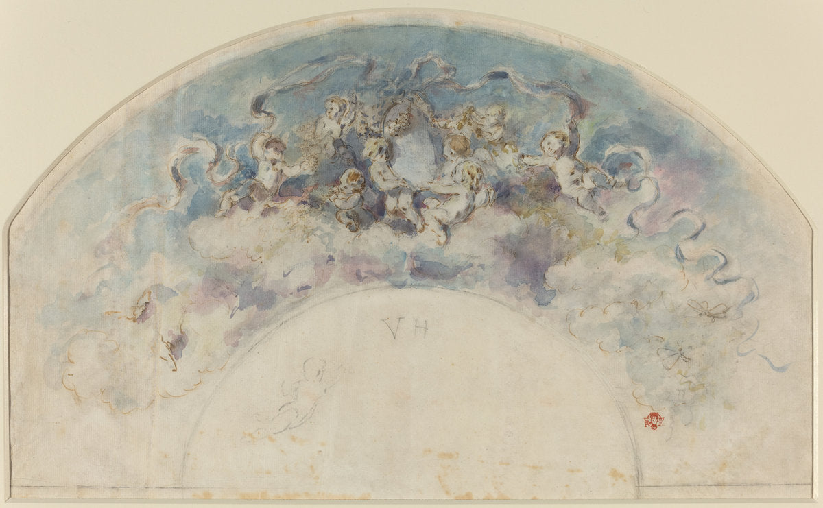 Drawing for a Fan by Félix-Hilaire Buhot (French, 1847 - 1898), 16X12"(A3)Poster Print
