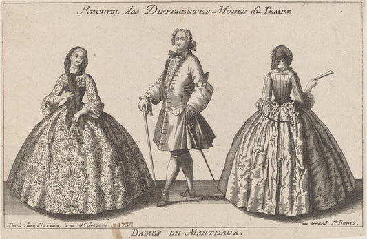 Dames en Manteaux by published by Jacques Chéreau (French, 1688 - 1776), 16X12"(A3)Poster Print