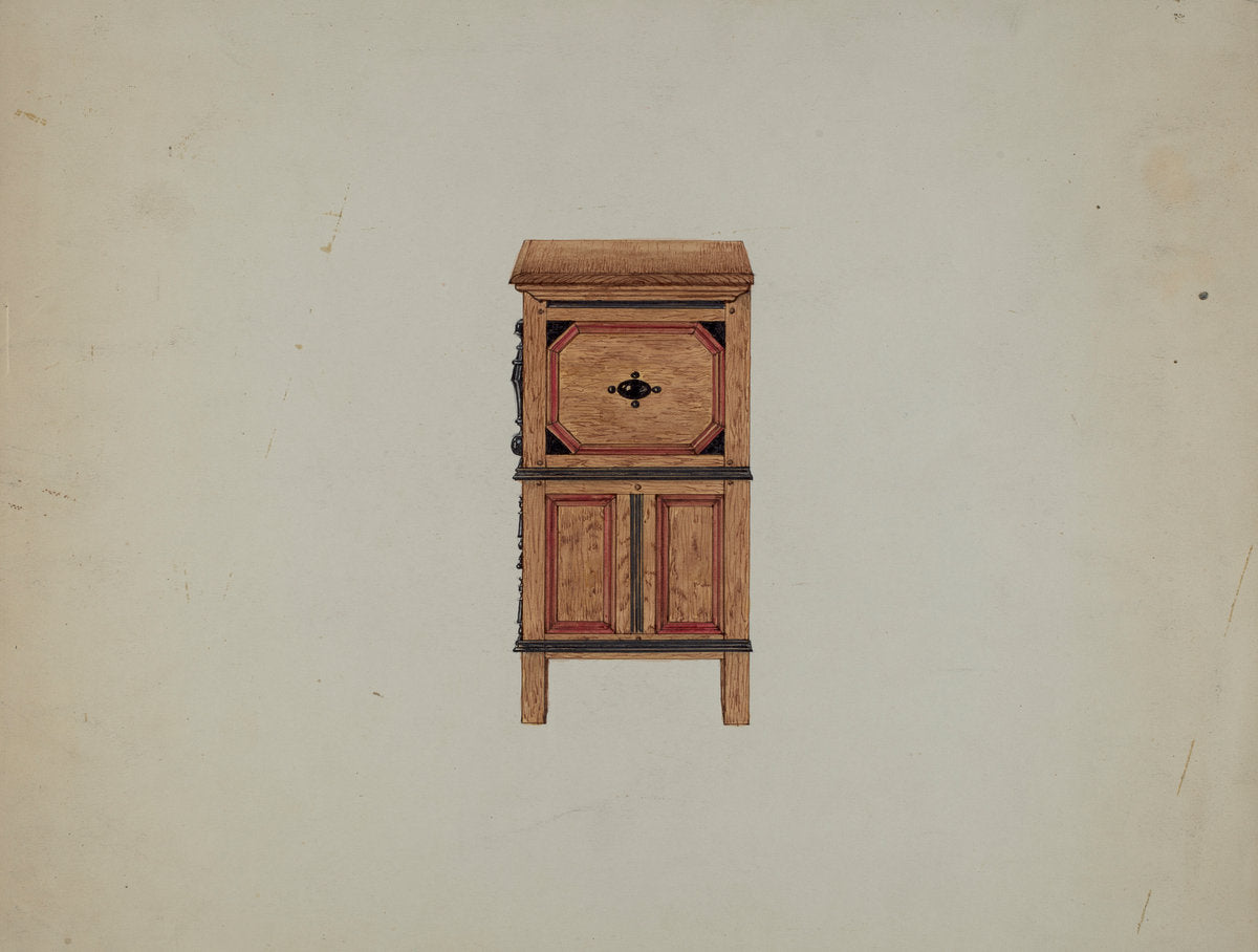 Two Drawer Sunflower Chest - side view by Martin Partyka (American, active c. 1935), 16X12"(A3)Poster Print