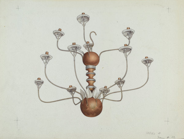 Wood and Tin Chandelier by George Constantine (American, active c. 1935), 16X12"(A3)Poster Print