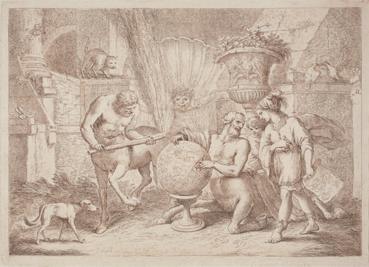 Chiron Teaches Geography to Achilles by Gaetano Zompini, after Giovanni Benedetto Castiglione (Italian, 1700 - 1778), 16X12"(A3)Poster Print