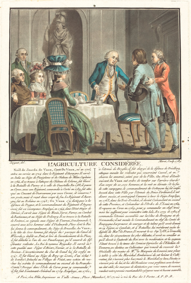 L'agriculture consideree, le Comte de Veaux by Jean-Baptiste Morret after Antoine-François Sergent (French, active 1789 - 1820), 16X12"(A3)Poster Print